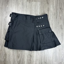 The Kilted Nation Kilt Mens 42 Black Utility Cargo Traditional Scottish