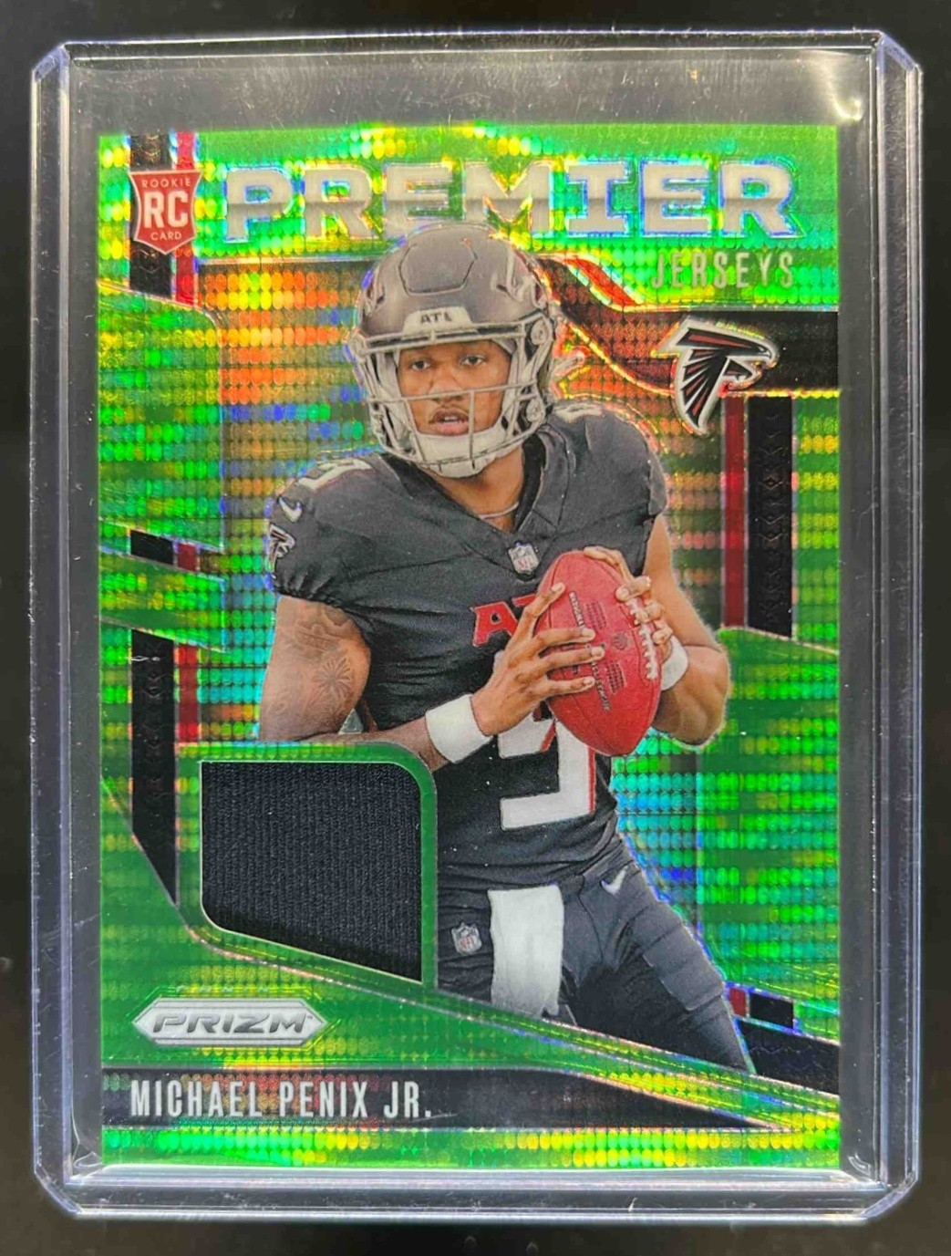 2024 Prizm Michael Penix Jr. Premier Jerseys RC Neon Green Pulsar #PJ-MPJ