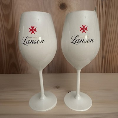 RARE Lanson Champagne Glass - Set Of 2 White, With Red Star