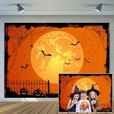 CYLYH 7x5ft Happy Halloween Orange Backdrop Eve 7x5ft,