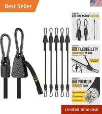Adjustable Bungee Cords with Hooks, 6 Pack Heavy Duty Outdoor Carabiner Bunge...
