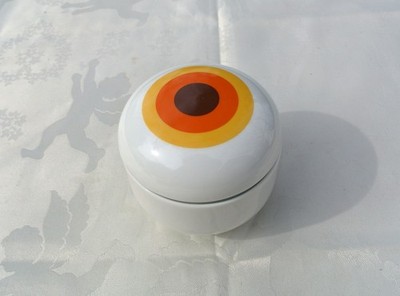 Fürstenberg Zuckertopf, Form F 677, Retro Orange, Pop Art, Kreise 70er Jahre