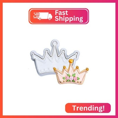 Flycalf Princess Crown Cookie Cutter with 3D Stamper Handle Baking Cookie Biscui
