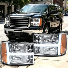 Fits 2007-2013 Gmc Sierra 1500hd 2500hd 3500hd Led Tube Projector Headlights