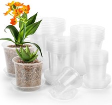 40 Pack 4/5/6/7 Inch Clear Nursery Pots with ...