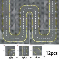 Piastre stradali costruzione città strada set punti dritti e curvi piastre base per Lego