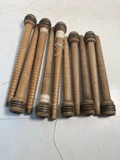 Wood Bobbins Quills Vintage Factory Reclaimed, 8 3/4 and 7 3/8", lot of 10