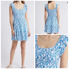 Lilly Pulitzer Jilly Smocked Mini Dress Size XL Resort Blue Shell Collector NWT