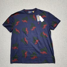 New Polo Ralph Lauren Men  s Navy Blue All Over P-Wing T-Shirt L Classic Fit NWT