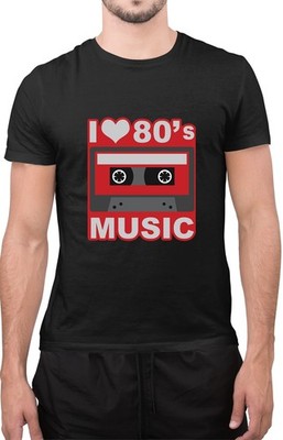 Lustiges T-Shirt I Love 80er Musik Klassiker Retro Musikliebhaber Tumblr Neuheit