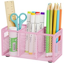 Mesh Pen Holder for Desk,Pencil Holder Desk Organizer 3 Adjustable Compartmen...