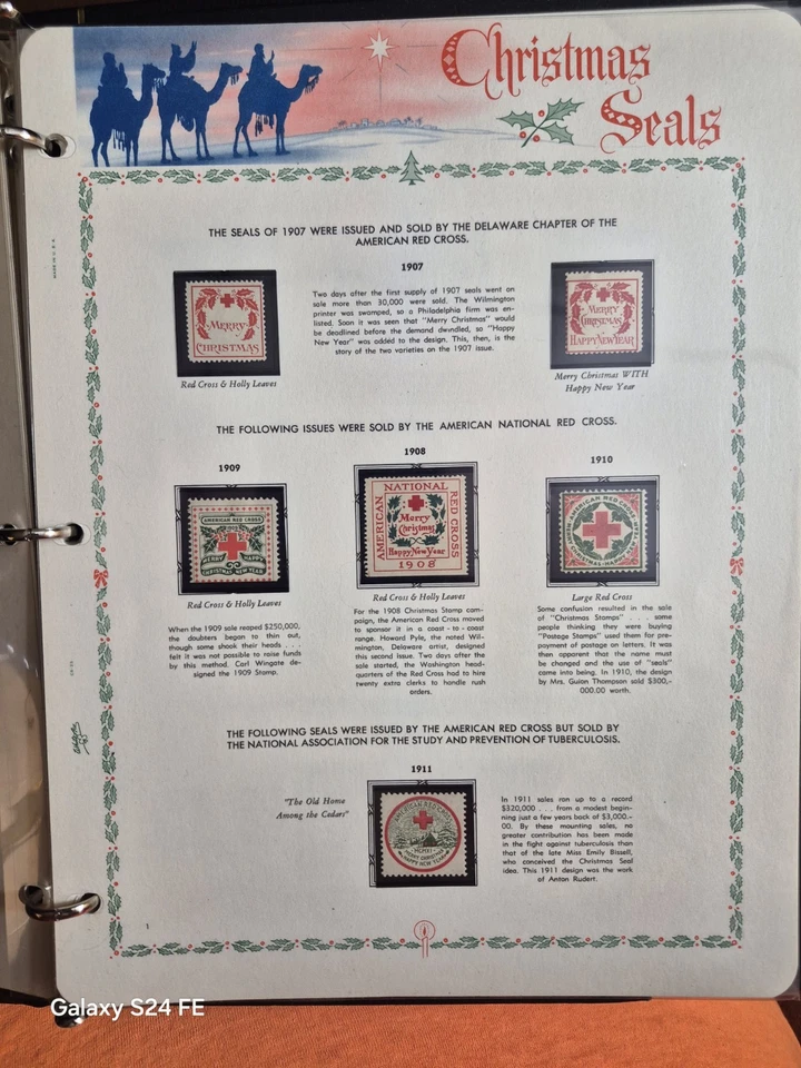 Álbum de sellos de Navidad de la Cruz Roja Americana MNHOG 1907-64 White Ace Foto 3 de 4