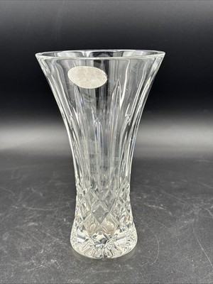 Block 24% Full Lead Crystal Vase 7.25  Tall Handcrafted Czech