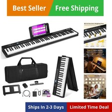88 Key Folding Piano Semi-Weighted Foldable Piano Full Size Portable Travel E...