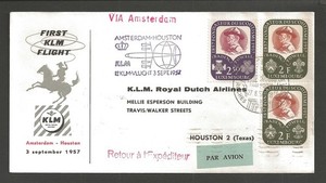 1957 Luxembourg Boy Scouts Girl Guide Baden Powell KLM First flight Houston