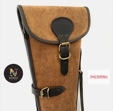 Vintage Tan Leather Rifle Case Shotgun Slip Bag Hunting Gun Carry With Buckles