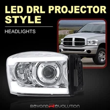 For 2006-2008 Ram 1500 LED DRL Projector Headlight Signal Lamp Left+Right Chrome