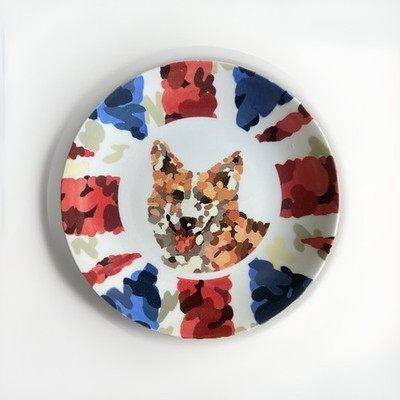 M&S 2012 9'' Teller Abstract Corgi & Union Jack Royal QEII Queen Elizabeth II 