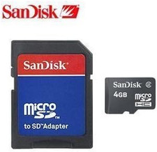 Sandisk 4GB Micro SD Memory Card W/Sd Adapter