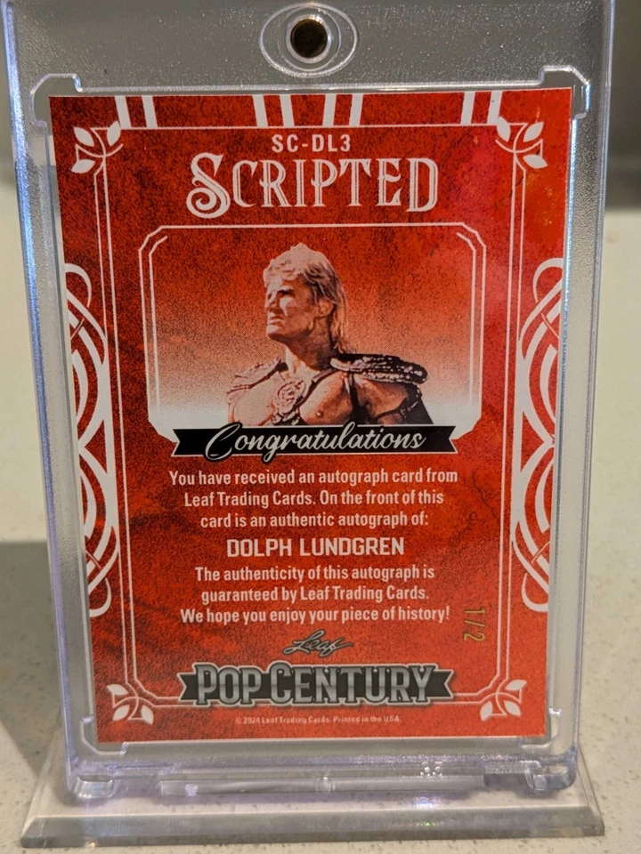 2024 Leaf Pop Century Scripted Dolph Lundgren Auto Purple Crystal /2 King Nereus - Image 2 of 2