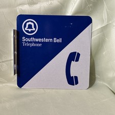 Vtg Metal 12 Phone Booth Flange Sign Double Sided Payphone Southwestern Bell
