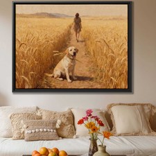 Oil Painting Labrador Framed Canvas Print Rural Countryside Wall Art Decor