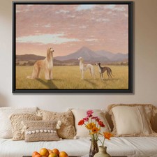 Oil Painting Landscape Dog Artwork Afghan Hound Saluki Canvas Print Wall Decor