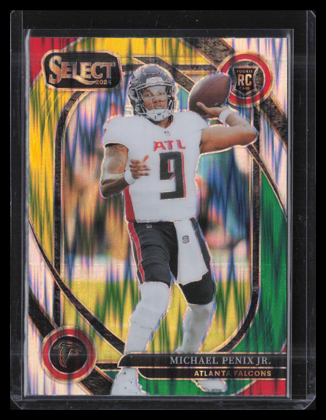 Michael Penix Jr. 2024 Panini Select #235 Green & Yellow Prizm Shock