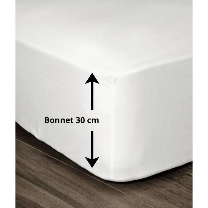 Drap housse bonnet 30 cm LOVELY HOME 140x190 blanc pour lit double