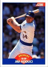 Jim Adduci Brewers 587 Score 1989 Baseball Card