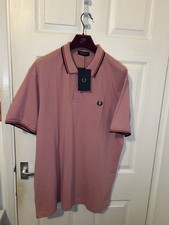 Fred Perry Twin Tipped Polo Shirt Chalky Pink Cotton New With Tags SizeXL RRP£85