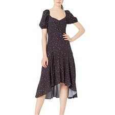 NWT Yumi Kim Gemma Star Print Puff Sleeve Hi-Low Midi Dress in Starry Eyed M