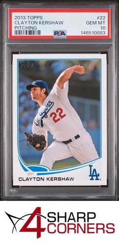 2013 TOPPS #22 CLAYTON KERSHAW DODGERS PITCHING PSA 10