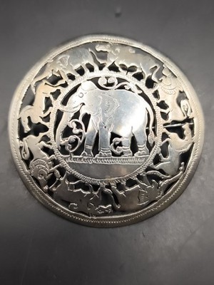 Vintage Silber Anhänger Brosche Elefant , Pferd , Löwe, Tiger, Aus Indien 