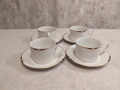 Set of 4 Mikasa Oscar de la Renta Coffee Cup & Saucer - Aegean L5545 L5587