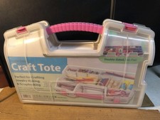 NEW Darice 2025-288 Double-Sided Clear Plastic Craft Tote - Organizer