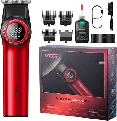 VGR 977 Professioneller Haarschneider für Männer, 8000 U/min T-Blade Trimmer Rot