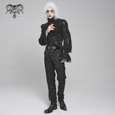 Devil Fashion Men Steampunk Jacquard Pants Black Goth Victorian Vintage Trousers