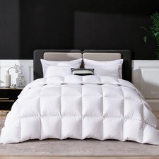 Goose Feather Down Fiber Comforter King Size, Ultra Soft Medium Warm Duvet In...