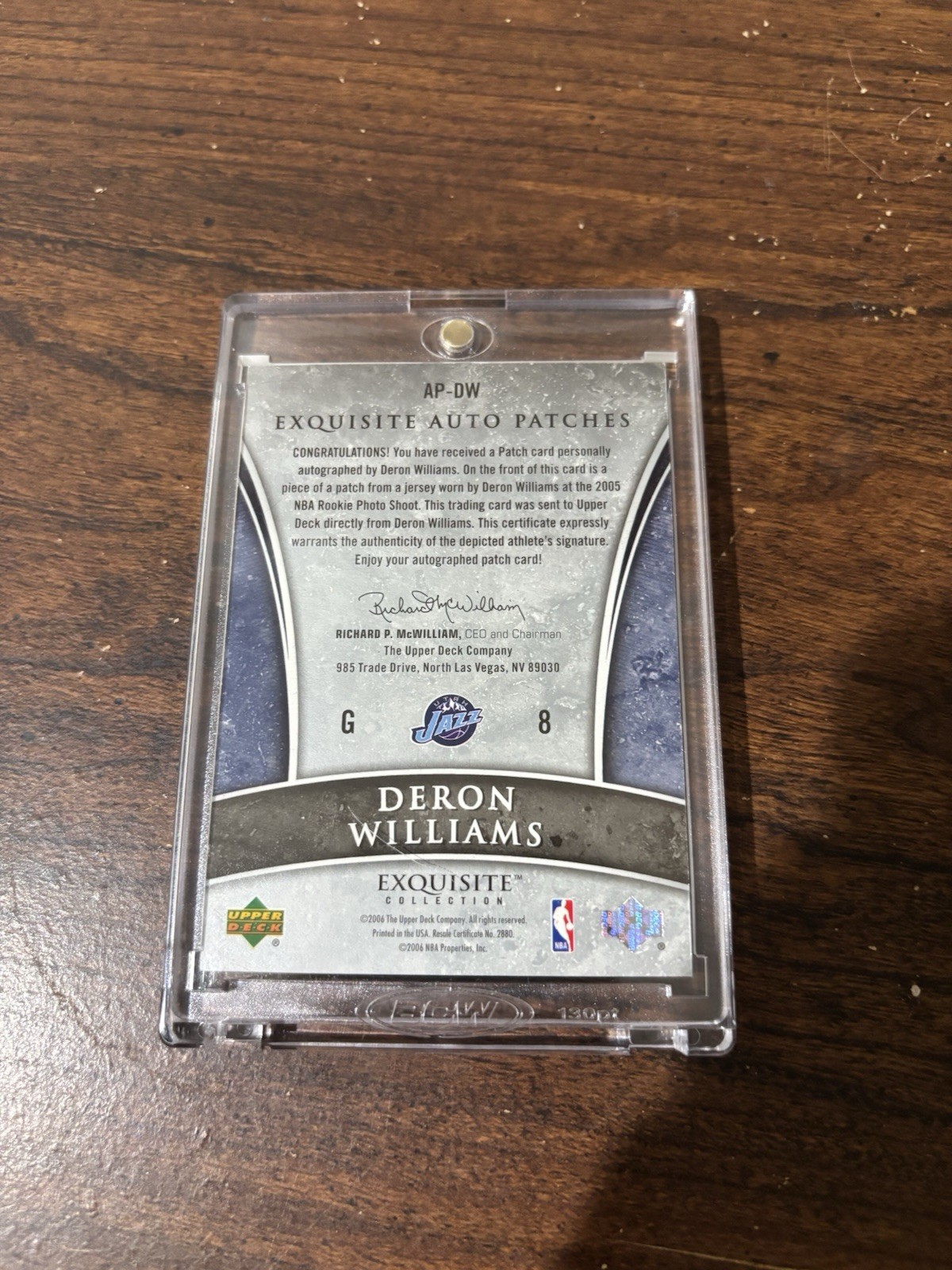 2006 Upper Deck Exquisite Basketball Deron Williams Patch Auto #/100 RC Jazz view 2