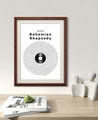 Queen Poster. Bohemian Rhapsody Lyric Print. Queen Vinyl Poster Wall Art Gift 