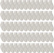 72 Units of Kids Cotton Quarter Ankle Socks In White Size 4-6 - Boys Ankle Sock