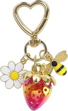 Cute Strawberry Bag Charms Keychain Purse Accessories,Kawaii Flower Car Keychain