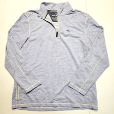 TOMMY BAHAMA Quarter Zip Pullover Sweater Men's MEDIUM M Blue Poly Viscose Blend