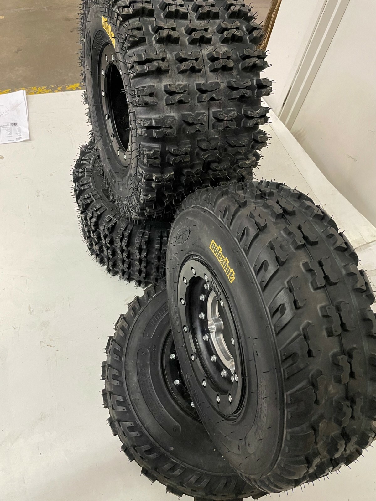 Hiper Tech 3 Beadlock Rims Holeshot HD Tires Front Rear XC TRX 450R