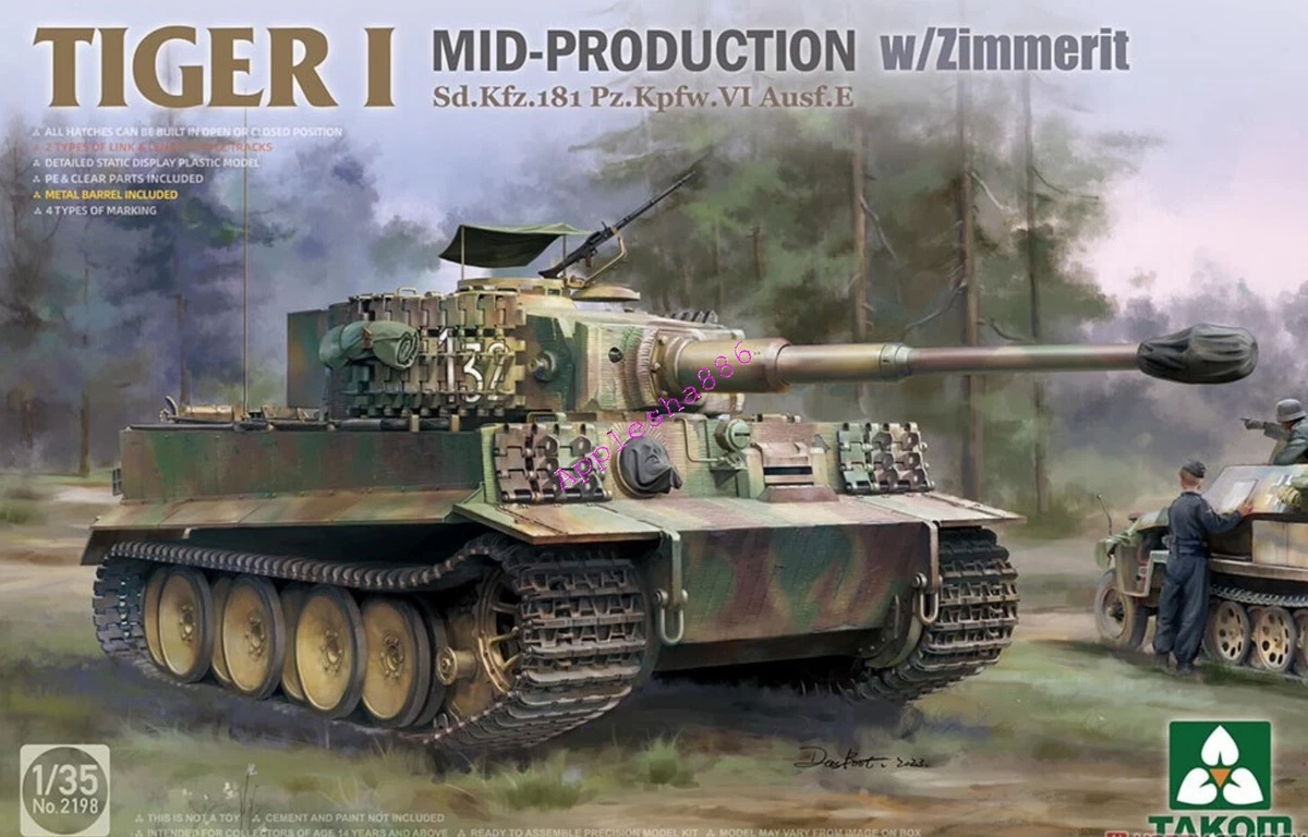 TAKOM 2198 1 35 Scale Tiger I Mid Production w Zimmerit Plastic model Model Kit