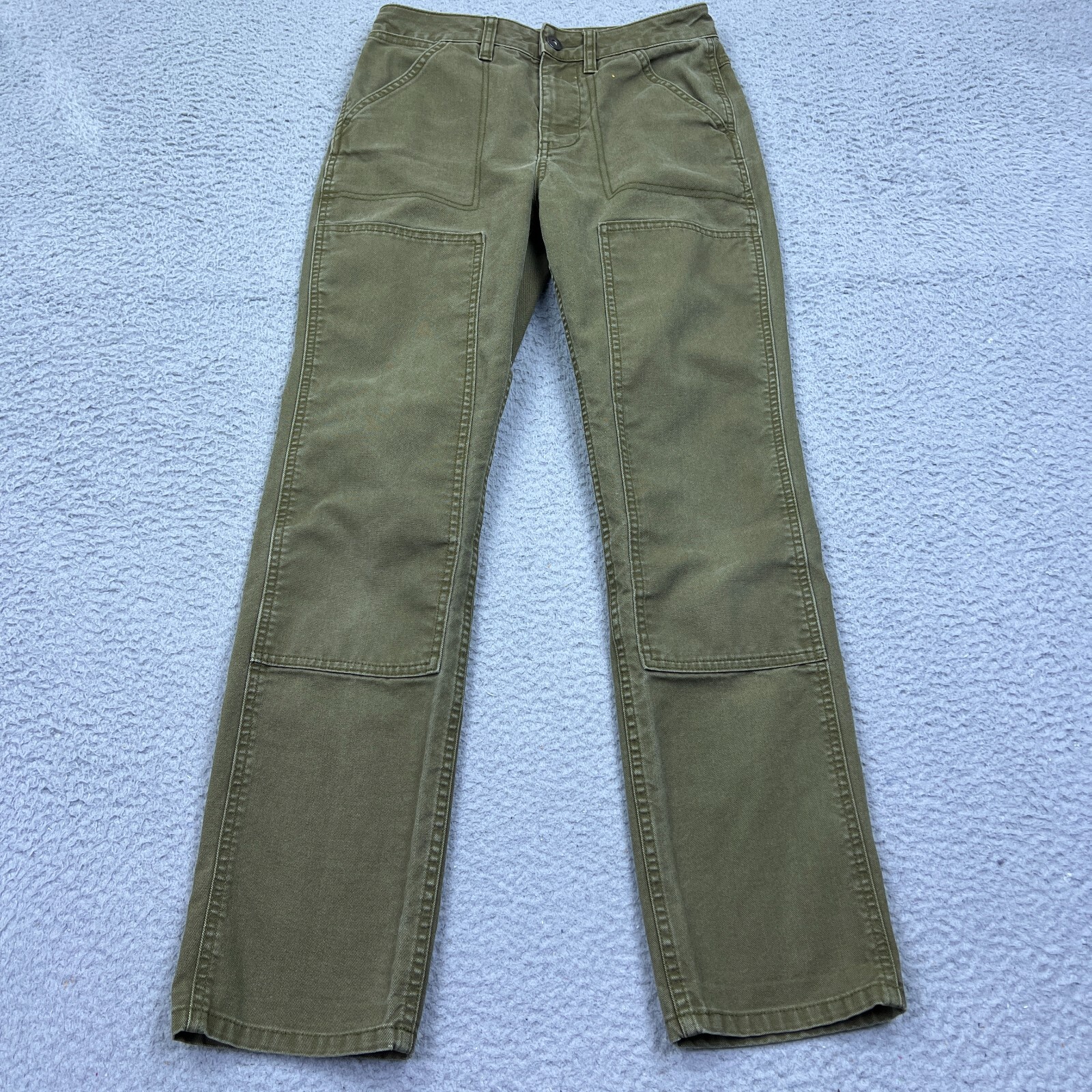 REI Trailsmith Pants Womens 2 Green Double Knee Mid Rise Straight Canvas Trouser