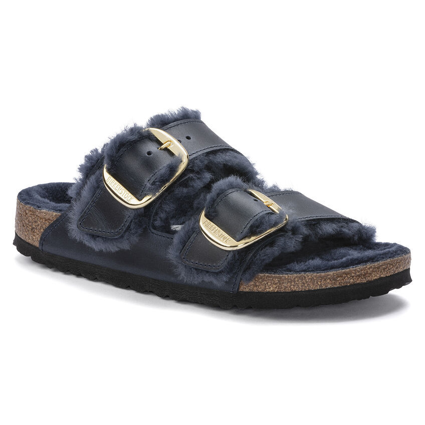 NIB Birkenstock Arizona Big Buckle Shearling in Midnight Blue