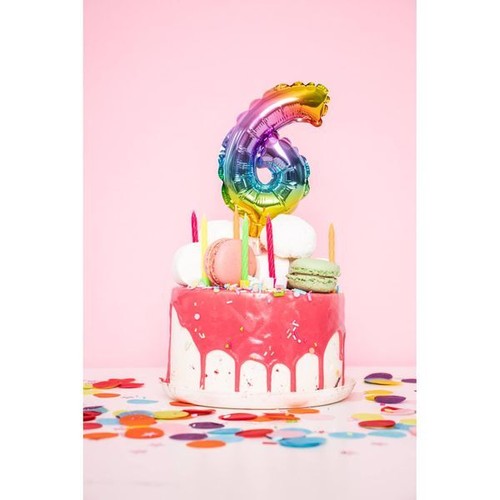 Folienballon Zahl 8 – 100 Cm, Regenbogenfarben, Mit Automatikventil, Für Helium