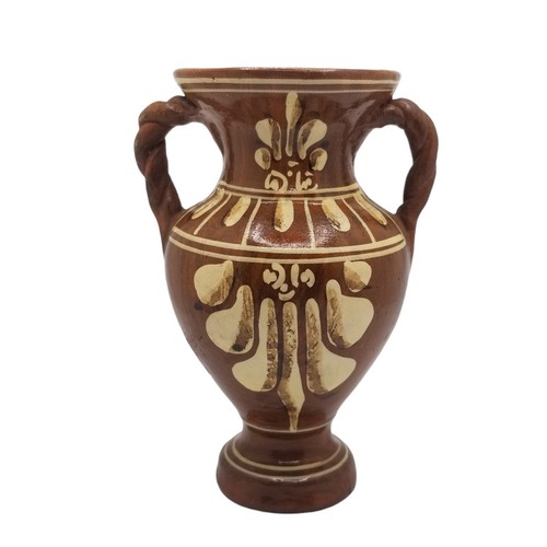 Greek Pottery Vase Signed Made in Greece Warrior Scene Terra Cotta Amphora Style - Picture 6 of 9